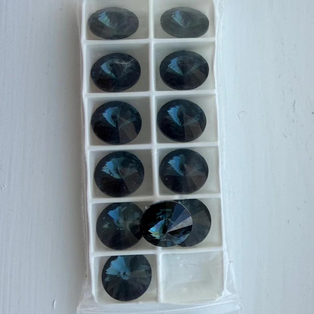 Swarovski Montana Rivoli 12mm Round Crystal Dark Blue 12 Pieces #1122